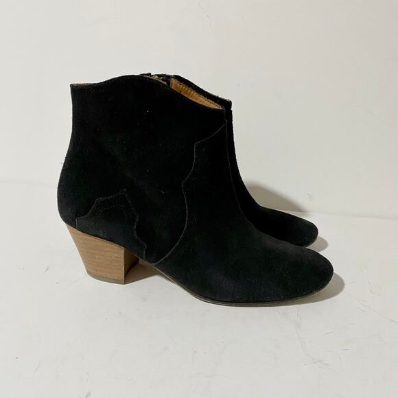 Isabel Marant Dicker Black Suede Ankle Boots Booties Western Cowboy Heel sz 37 - Picture 5 of 16